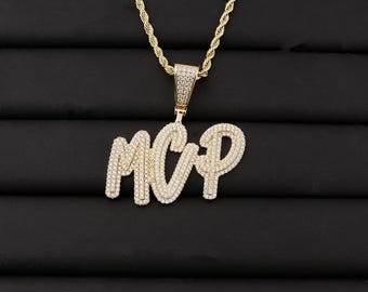 Custom Diamond Hip Hop Name Pendant Necklace, Personalized Letter Jewelry
