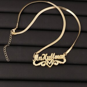 Collar con placa de identificación personalizado, joyería para mujer, collar con nombre grabado, colgante con nombre y cadena, collar con dos letras, regalo de cumpleaños