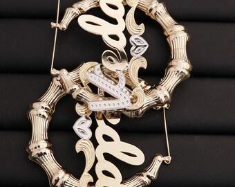 Namen Bambus Hoop Ohrringe, personalisierter Schmuck