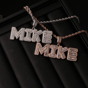 Colgante de hip hop personalizado, joyería con letras grandes de cristal de hielo, collar con nombre personalizado, collar con nombre de hip hop, regalo de cumpleaños, fiesta de hip hop