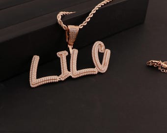 Personalized Iced Out Hip Hop Name Pendant: Custom Letter Necklace