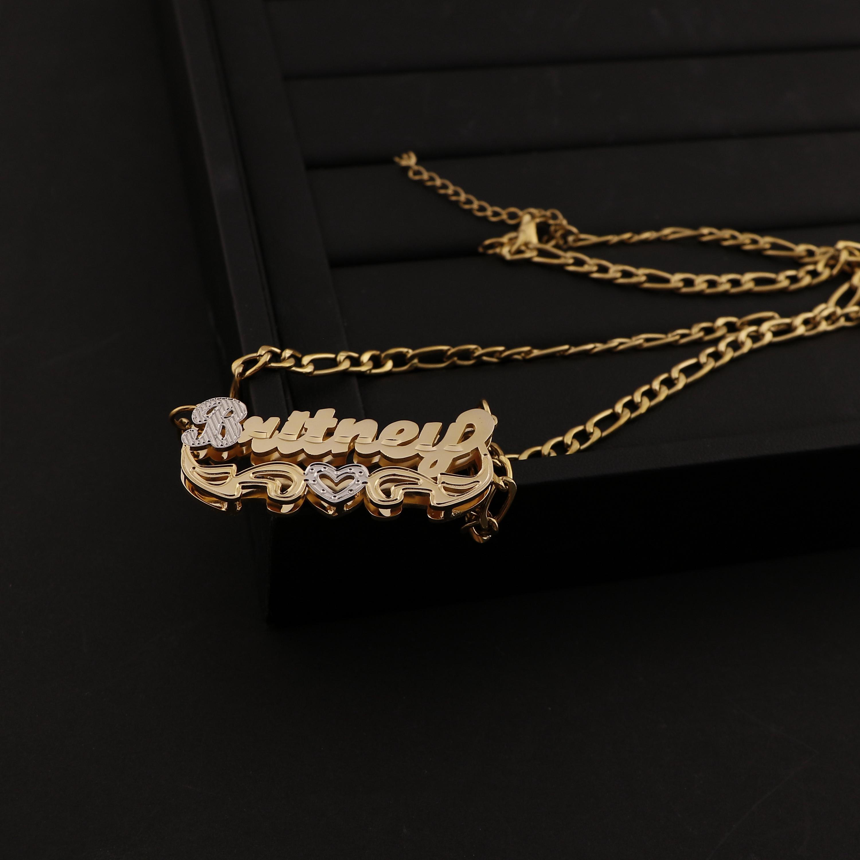 Double Plated Gothic Name Necklace, Personalized Two-tone Jewelry