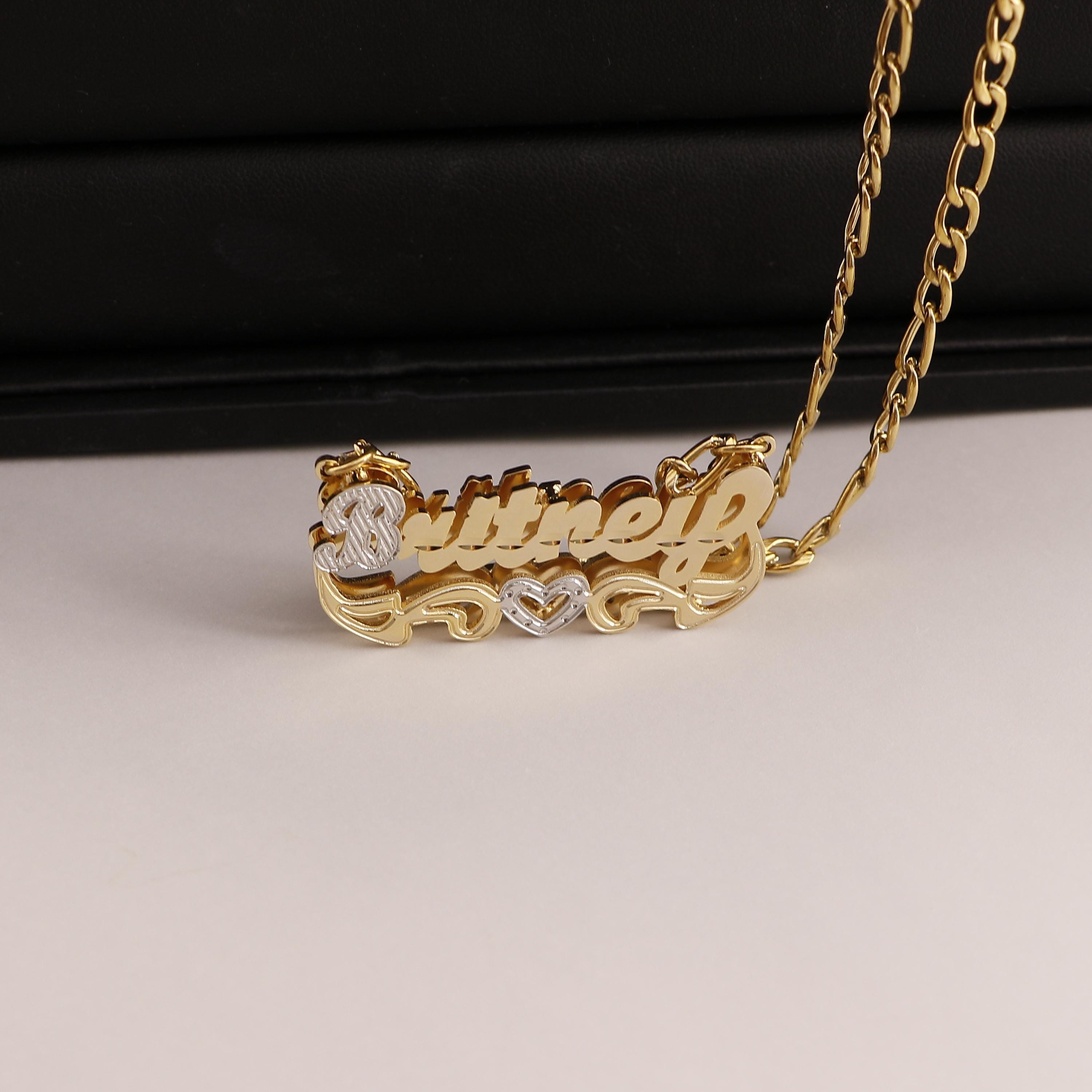 Double Plated Gothic Name Necklace, Personalized Two-tone Jewelry