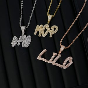 Colgante de hip hop personalizado, joyería con letras grandes de cristal de hielo, collar con nombre personalizado, collar con nombre de hip hop, regalo de cumpleaños, fiesta de hip hop