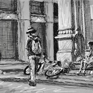 New York City Pen Drawing Print, plakat, wystrój domu, sztuka ścienna