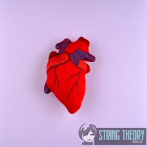 May include: Red felt heart anatomical plush toy with embroidered details.
