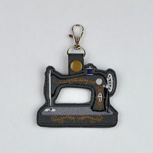 Antique Sewing Machine ITH in the hoop Snap Tab Key Fob 4x4 Hoop Machine Embroidery Pattern