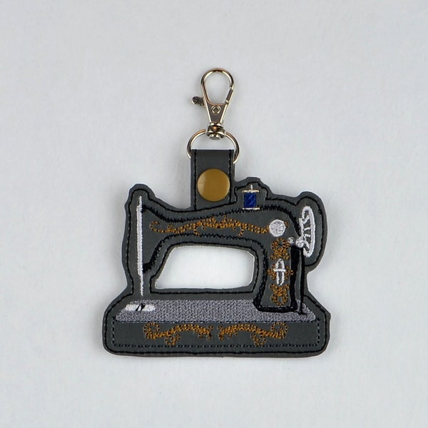 Antique Sewing Machine ITH in the hoop Snap Tab Key Fob 4x4 Hoop Machine Embroidery Pattern
