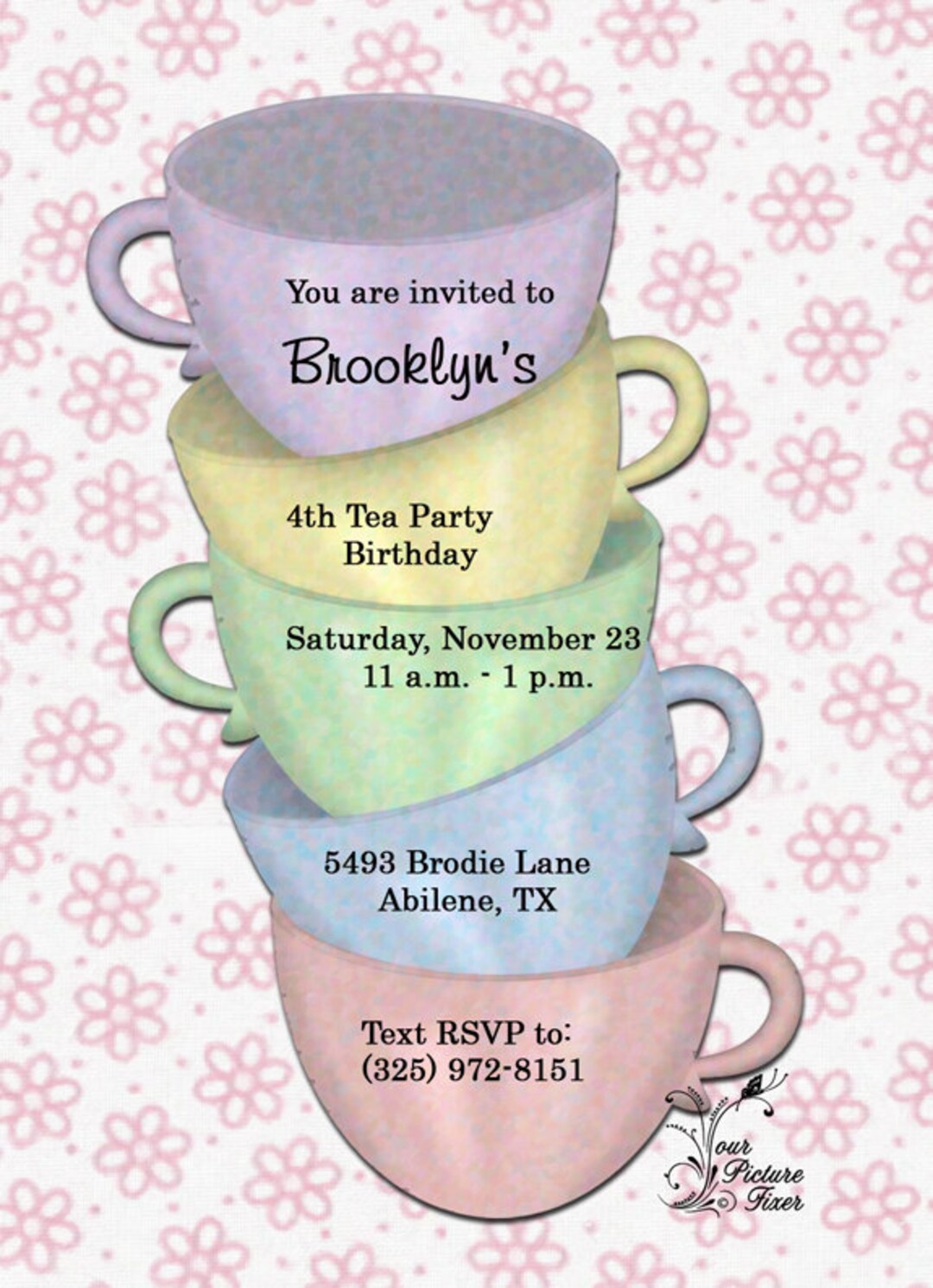 Teacup Invitations Custom Invitation Cards and Invitations Etsy