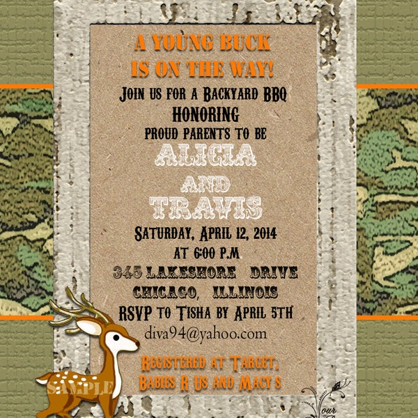 Camo Baby Shower Invitations Etsy