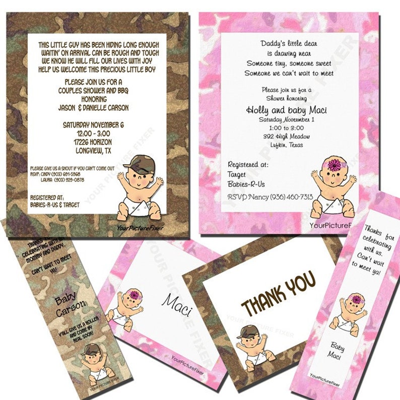 Baby Shower Invitation Camo Girl Boy Custom Invitation Etsy Baby Shower Invitation Camo Girl Boy Custom Invitation Etsy