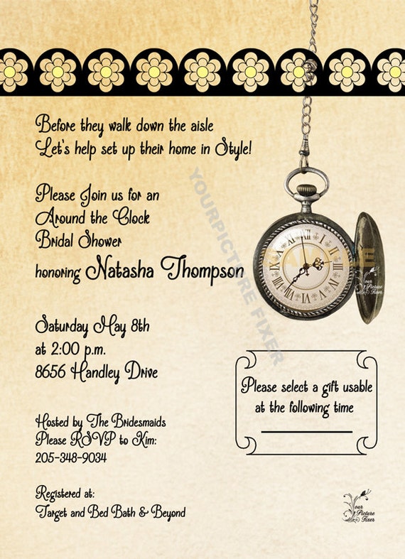 Around The Clock Yellow Shower Invitation Around The Clock Yellow Shower Invitation