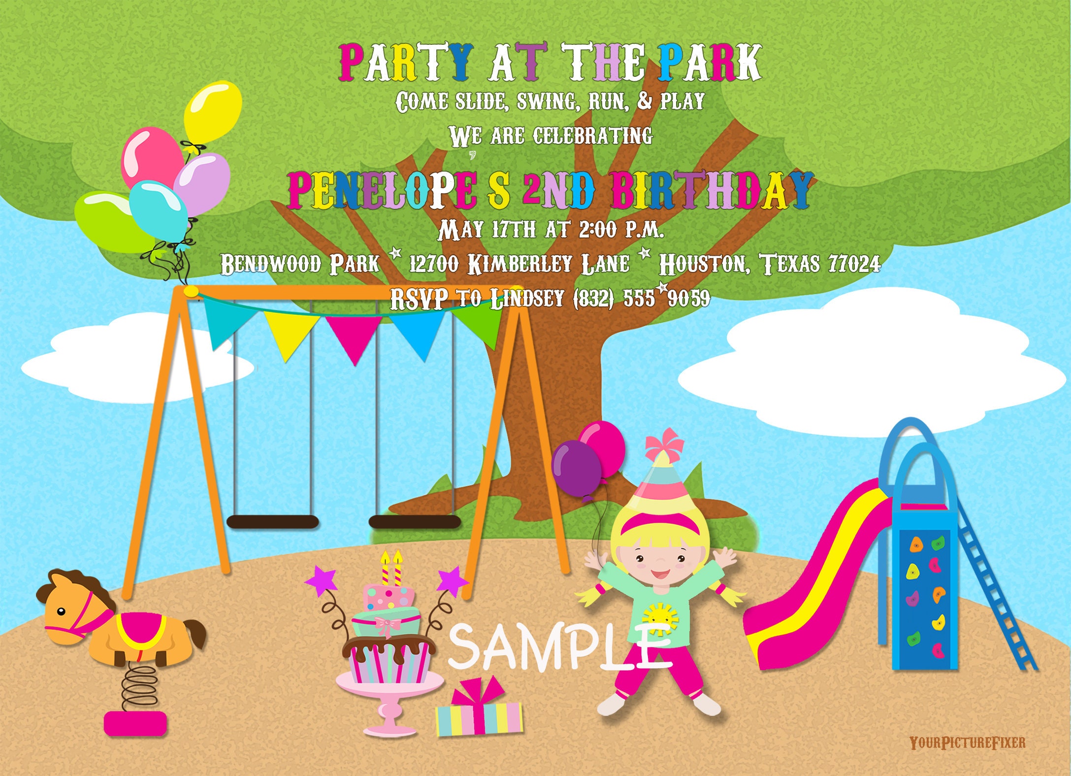 Party in the Park Birthday Party Invitation Custom Party picture