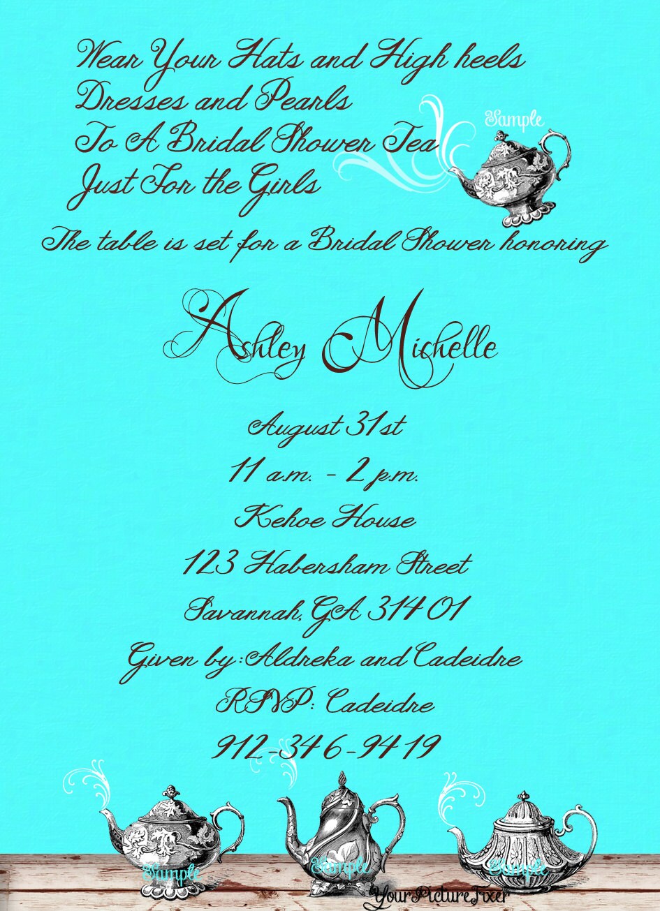 Tea Party Bridal Shower Invitations, Tea Pot, Sip and See, Kitchen