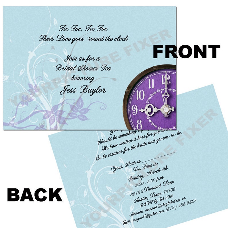 Around the Clock Bridal Shower Invitation Custom Invitation Etsy