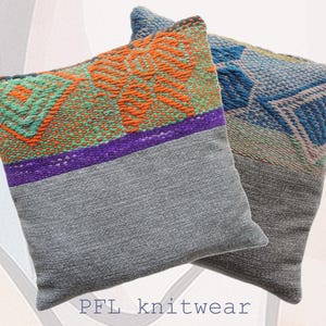 SET OF 2   Pillow cases with half Peruvian frazada detail 15 x 15 inch / 38 x 38 cm