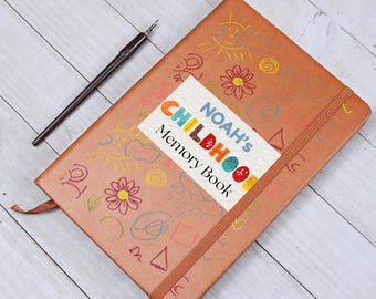 Personalized Childhood Memory Book | Custom Kids Leather Journal