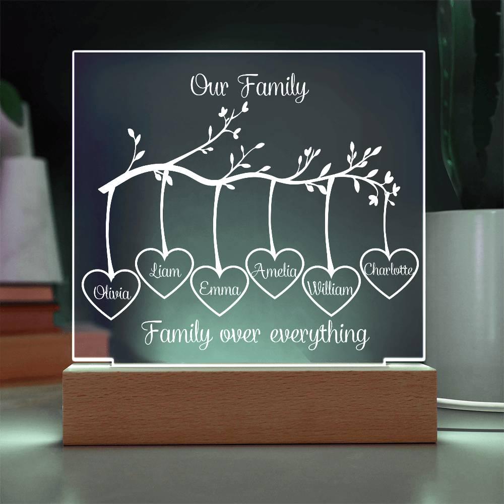 Personalized Family Tree Acrylic Plaque: Custom Names, Wooden Stand - Etsy