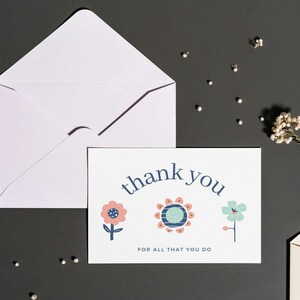 Merci pour tout ce que vous faites carte imprimable, carte pliable, téléchargement numérique, carte de remerciement, carte florale
