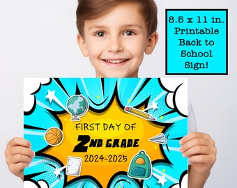 First Day of 2nd Grade Back to School Printable Sign