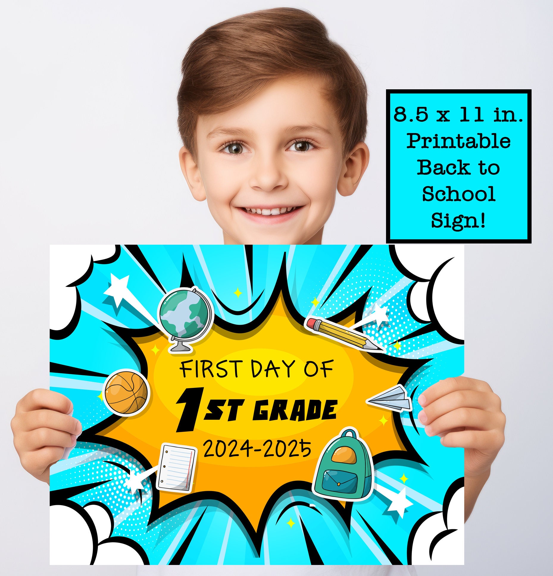First Day of 1st Grade Back to School Printable Sign - Etsy