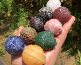 Handmade Crystal Hedgehog Figurines - Natural Stone Animal Decor for Home & Collection