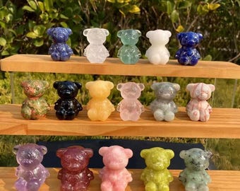 Adorable Crystal Cartoon Bear Figurines – Hand-Carved Gemstone Collectibles, Healing Crystals and Gifts