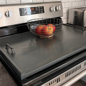 Carbon Gray Wooden Stove Cover: Handmade Noodle Board Serving Tray (28x20)