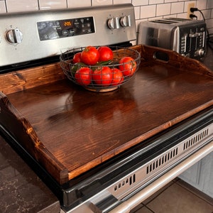 Dark Walnut Wooden Stove Cover: Handmade Noodle Board Serving Tray