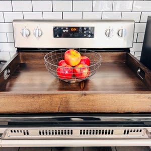 Dark Walnut Wooden Stove Cover: Noodle Board Serving Tray (28x20)