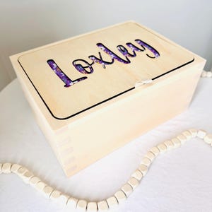Wooden Painted Name Box | Wooden Fabric Name Box | Engraved Keepsake Box | Kids Box | Family Box | Memory Box | Baby Gift Box | Baby Shower