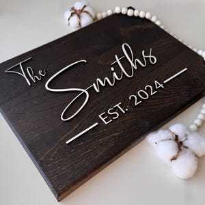 Last Name Sign | Established Sign | Wedding Sign | Wedding Gift | Family Name Sign | Personalized Sign | Custom Wood Sign | 3d Sign