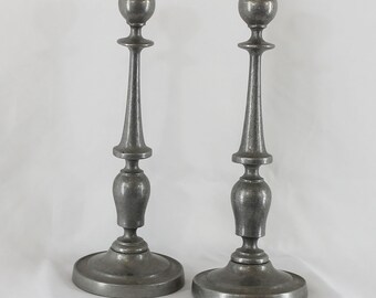 Vintage Carson Pewter-like Candlesticks for taper candles (B)