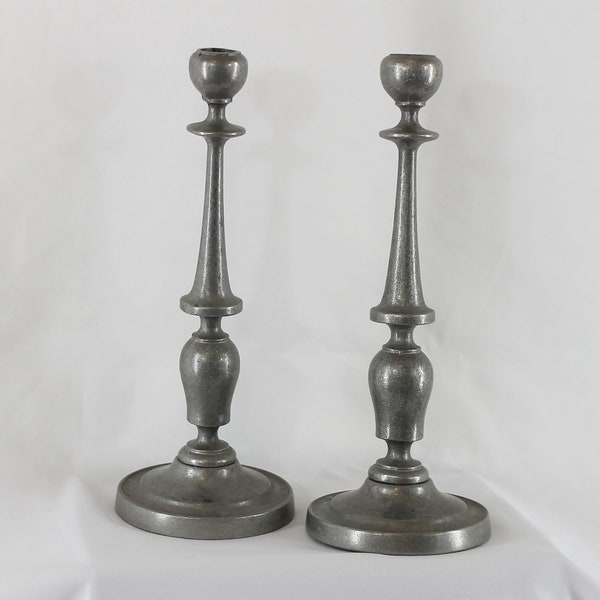 Vintage Carson Pewter-like Candlesticks for taper candles (B)