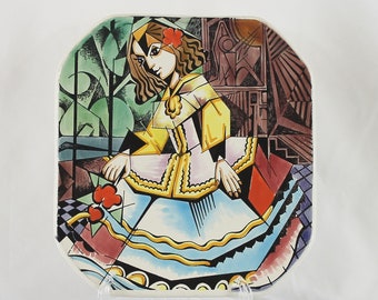 Vintage  Abstract Ceramar Hand Painted Spanish Plate Meninas Ladies in Waiting