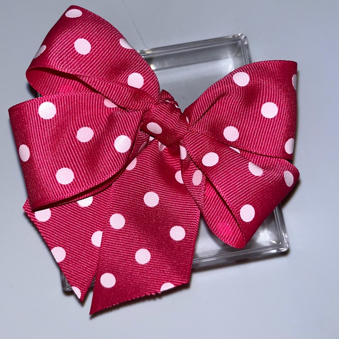 Hair Bow - Girls Hot Pink Polka Dot Hair Clip - Etsy