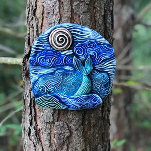 Garden sculpture stone mermaid coastal decor  | beach house gift | beach decor | pool decor | ocean wave garden art