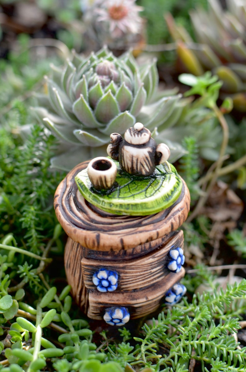 Fairy garden teapot miniature tea set stone garden sculpture Etsy