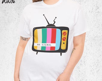 Retro TV No Signal T-Shirt, Vintage 80s 90s Graphic Tee, Funny Nostalgic Unisex Shirt