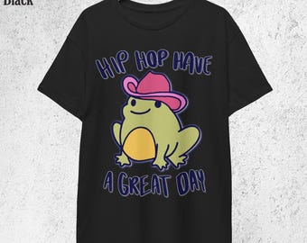 Funny Frog Cowboy Shirt for Women, Hip Hop Frog Tee, Retro Animal Graphic T-Shirt