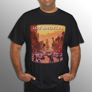 Los Angeles City T-Shirt, Los Angeles Vintage Shirt, Los Angeles Sunset Shirt, Men&#39;s and Women&#39;s T-shirts, Birthday Gifts, Valentine&#39;s Gift