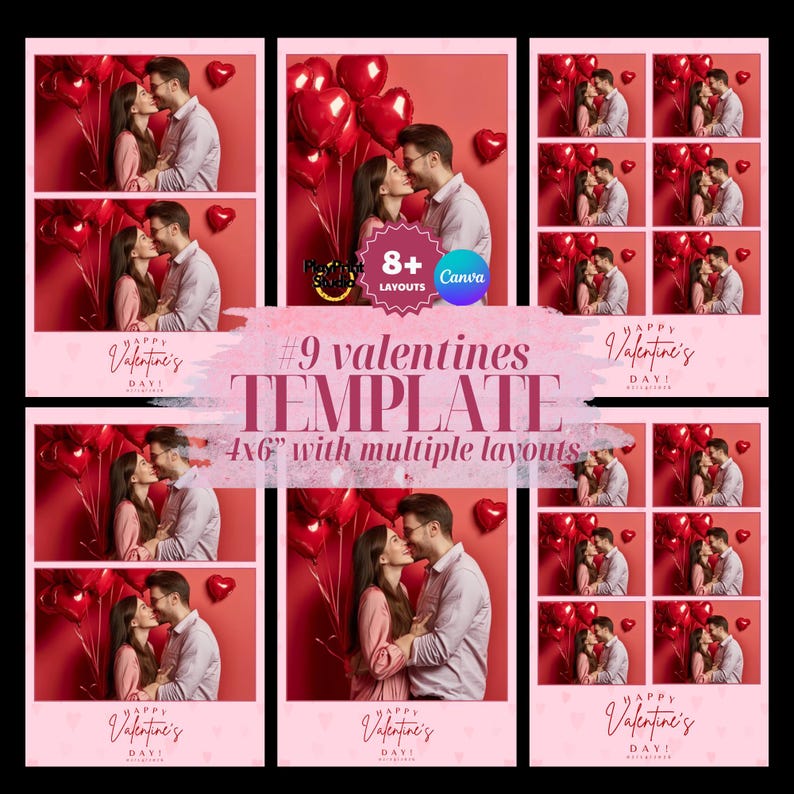 Valentine's Day Photo Booth Template | Canva Collage Layouts (digital ...