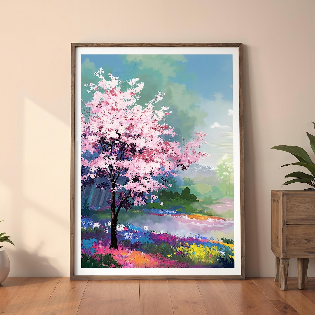 Cherry Blossom Tree Abstract Landscape Colorful Abstract Painting ...