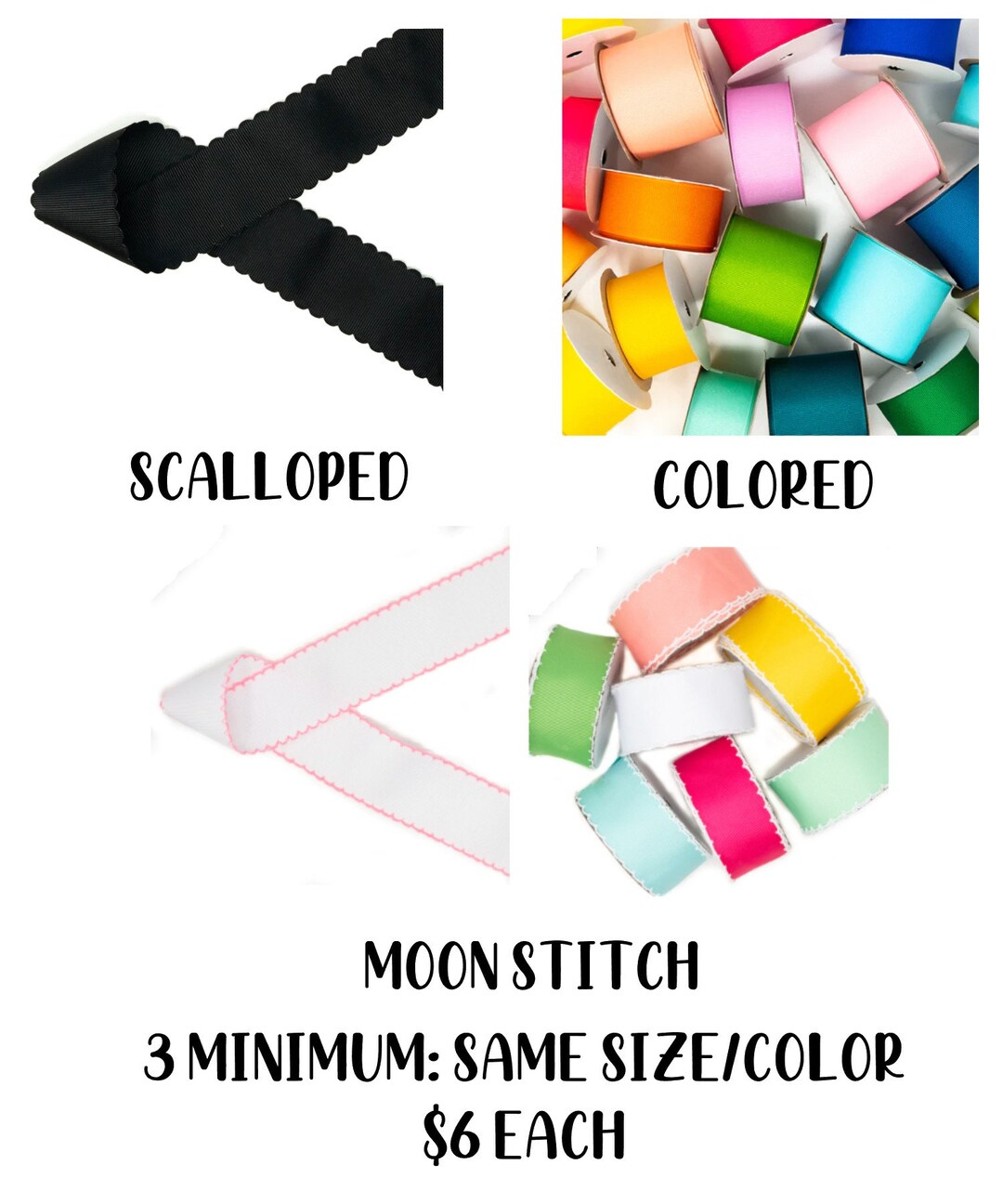 Embroidered Scallop Color or Moonstitch Ribbon - Etsy