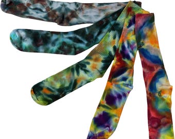 Large ice dye bamboo socks: hand dyed colorful crew socks in 12 color ways