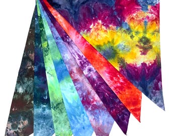 Ice dye bandana: tie dye cotton square scarf available in 12 color ways