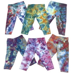 6-9M ice dye baby leggings -  tie dye cotton leggings for baby girls or boys or toddlers -  boho baby shower gifts - colorful hippie baby