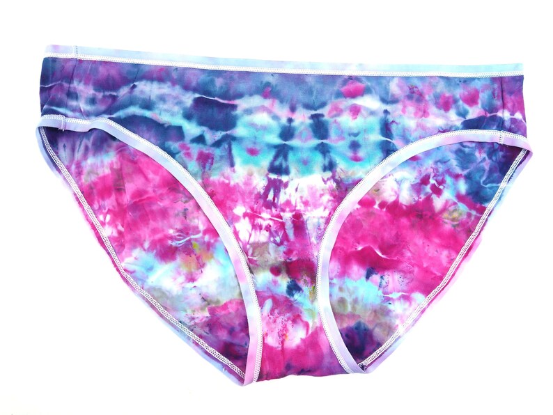 bikini cut underwear w comfortable fit purple blue colorful hand dyed undies for boho ladies XL women/'s tie dye cotton panties