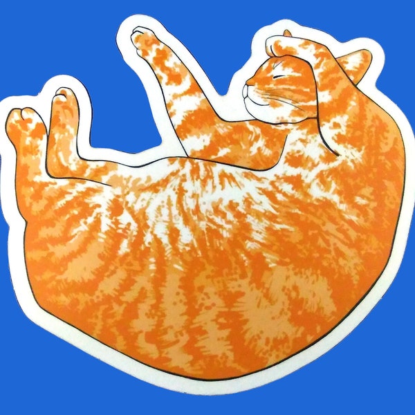 Orange cat sticker, sleepy ginger cat sticker for cat lovers, orange tabby cat waterproof sticker for laptop, notebook, water bottles + more