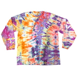 Large ice dye long sleeve t-shirt - men & women unisex tie dye tee shirt - handmade tie-dye tee for gift or festival fashion - plum dawn